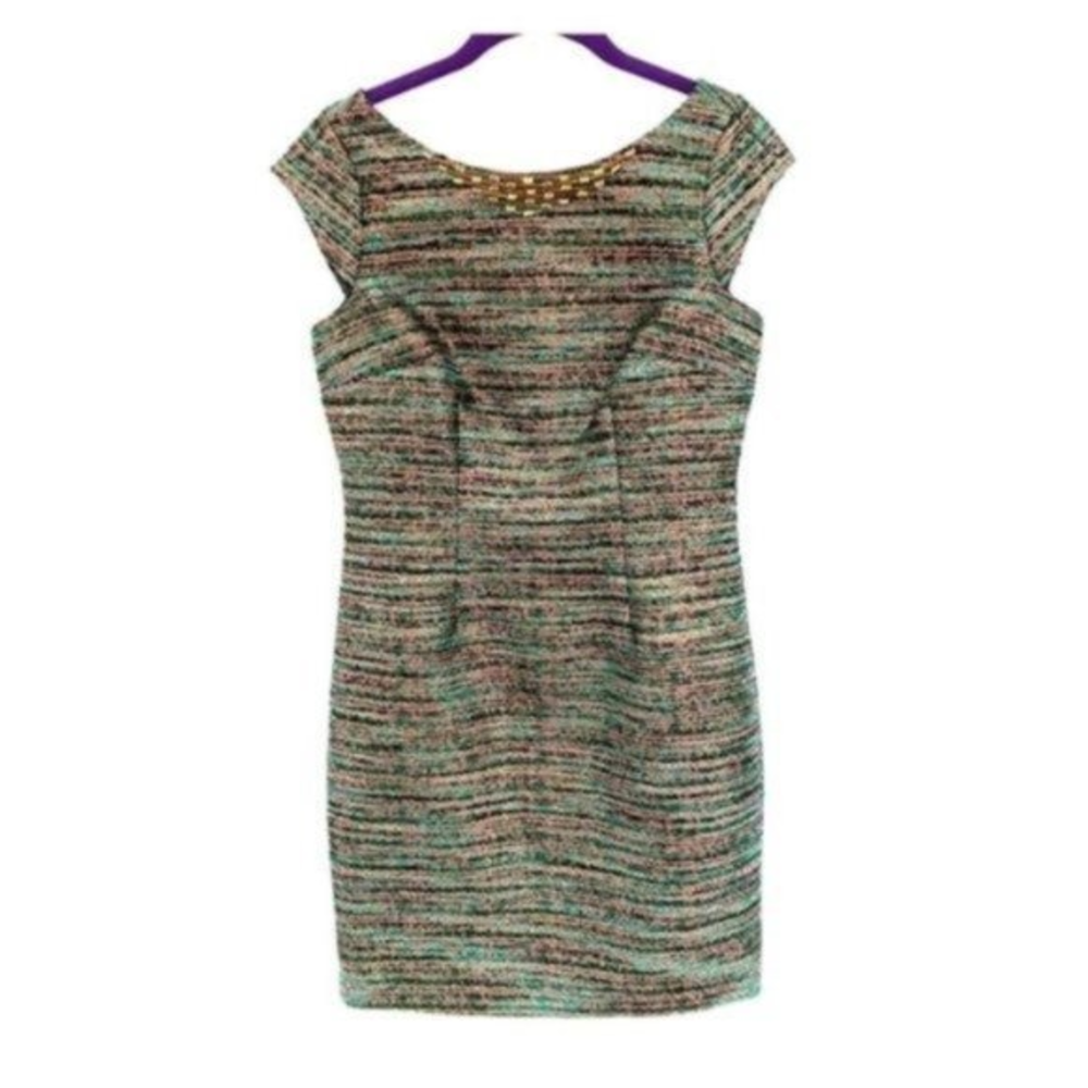 Laundry by Shelli Segal Beaded Neck Tweed‎ Dress Size 4